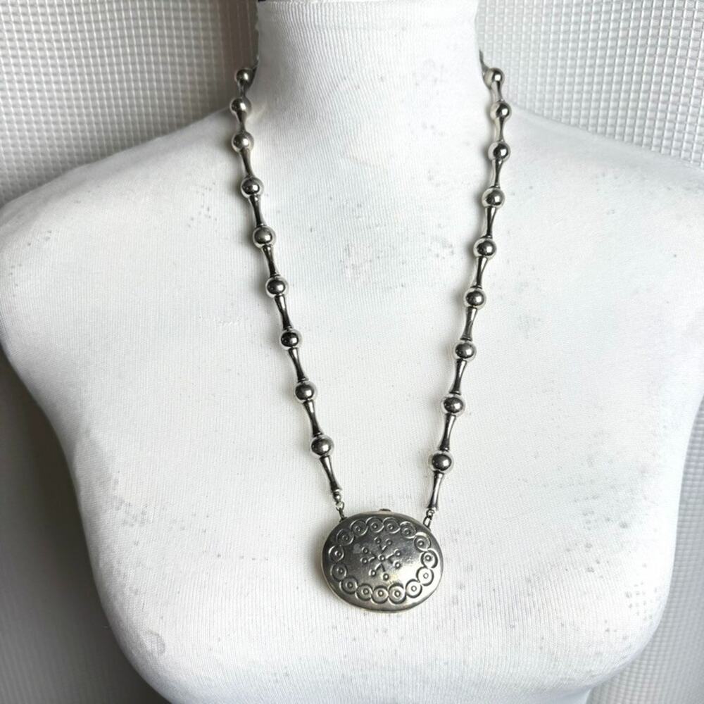 Vtg Estée Lauder Perfume Locket Necklace 1970s Silver Tone Pendant Ball Chain